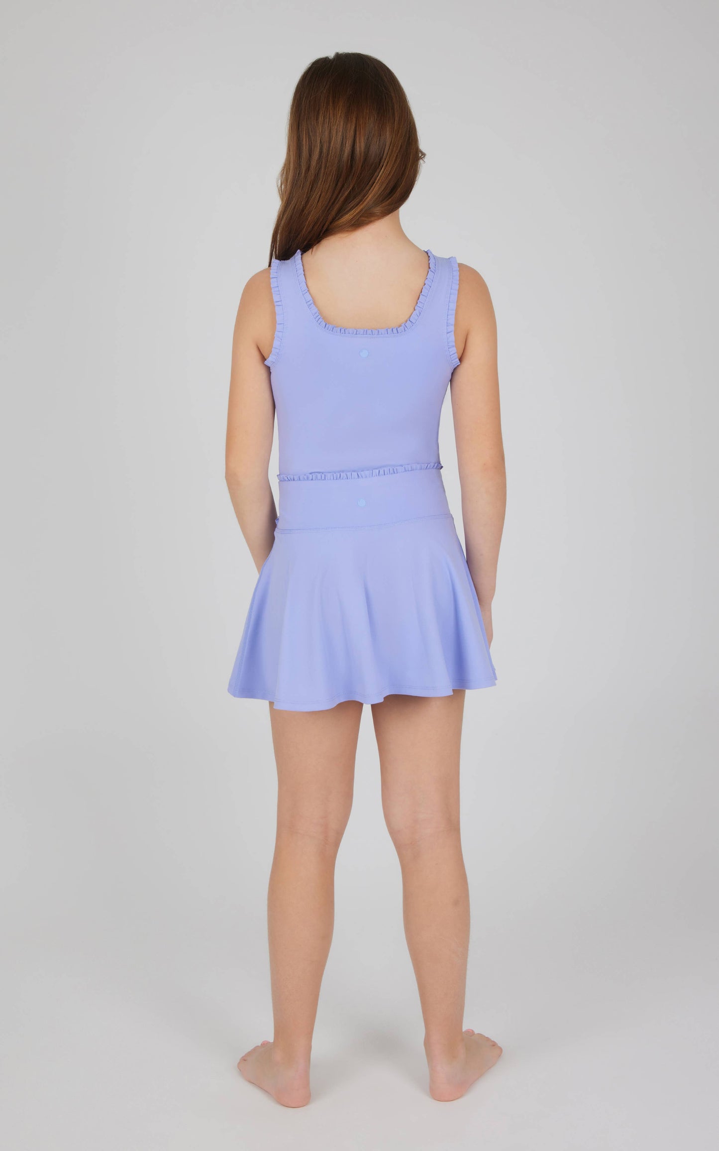 Girls Lettuce Edge Tank and Ruffle Crossover Skort - Set: SWEET LAVENDER