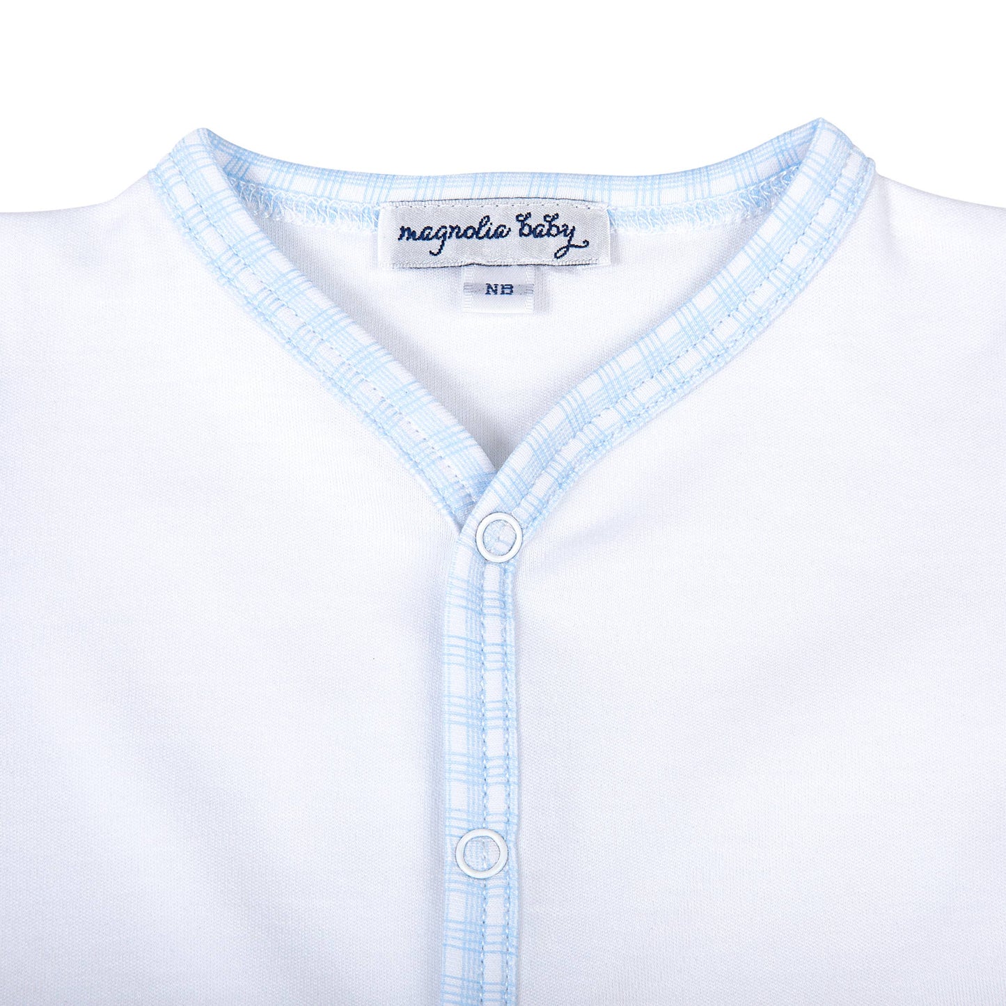 New Beginnings Blue Front Snap Bodysuit: Blue