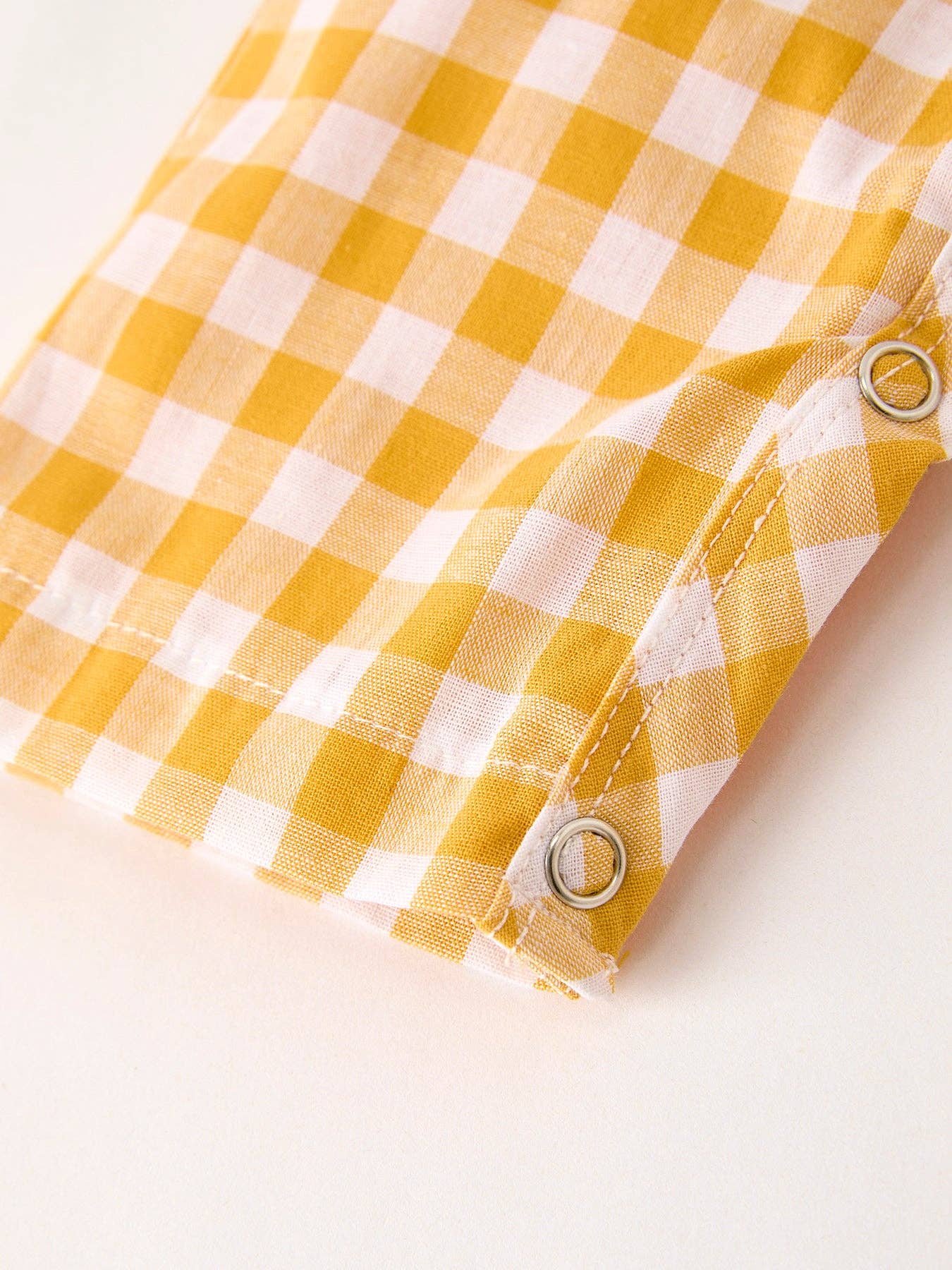 Autumn Thanksgiving Yellow Plaid Turkey Pumpkin Embroidery Smock Boys Romper