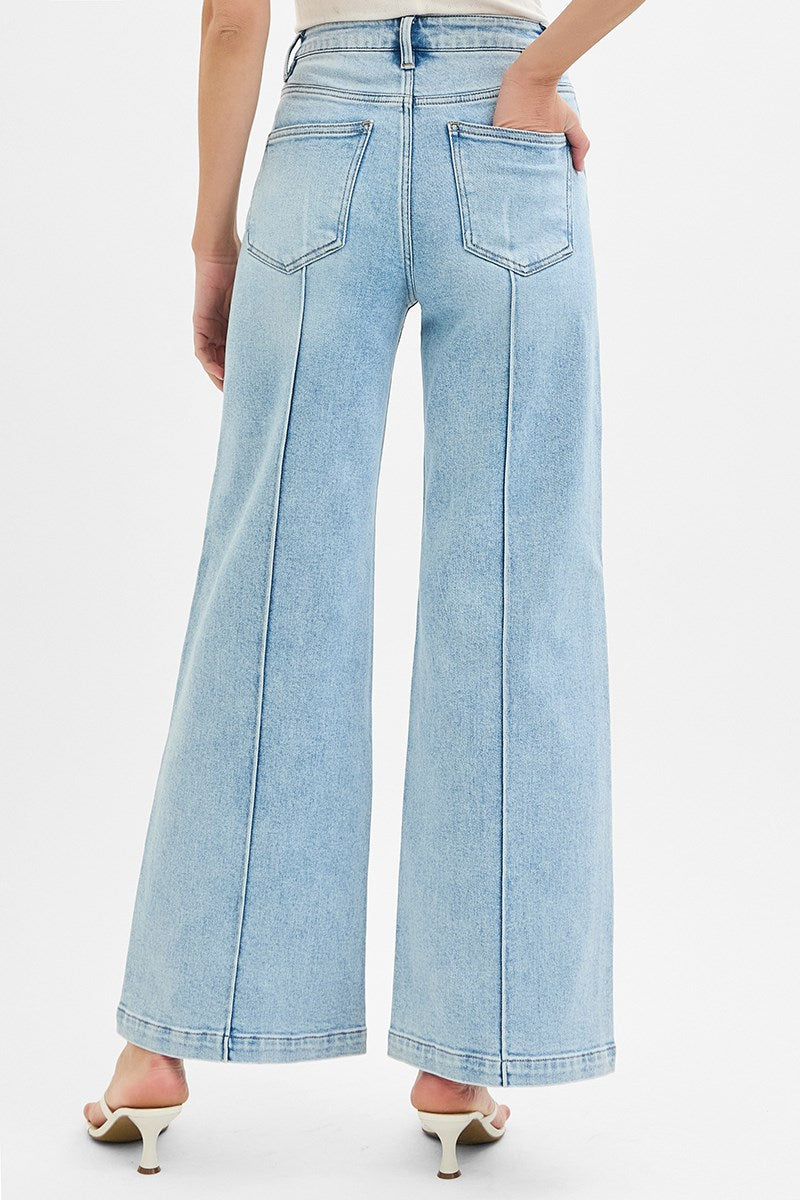 Risen HIGH WAIST WIDE LEG PINTUCK DETAILED JEANS