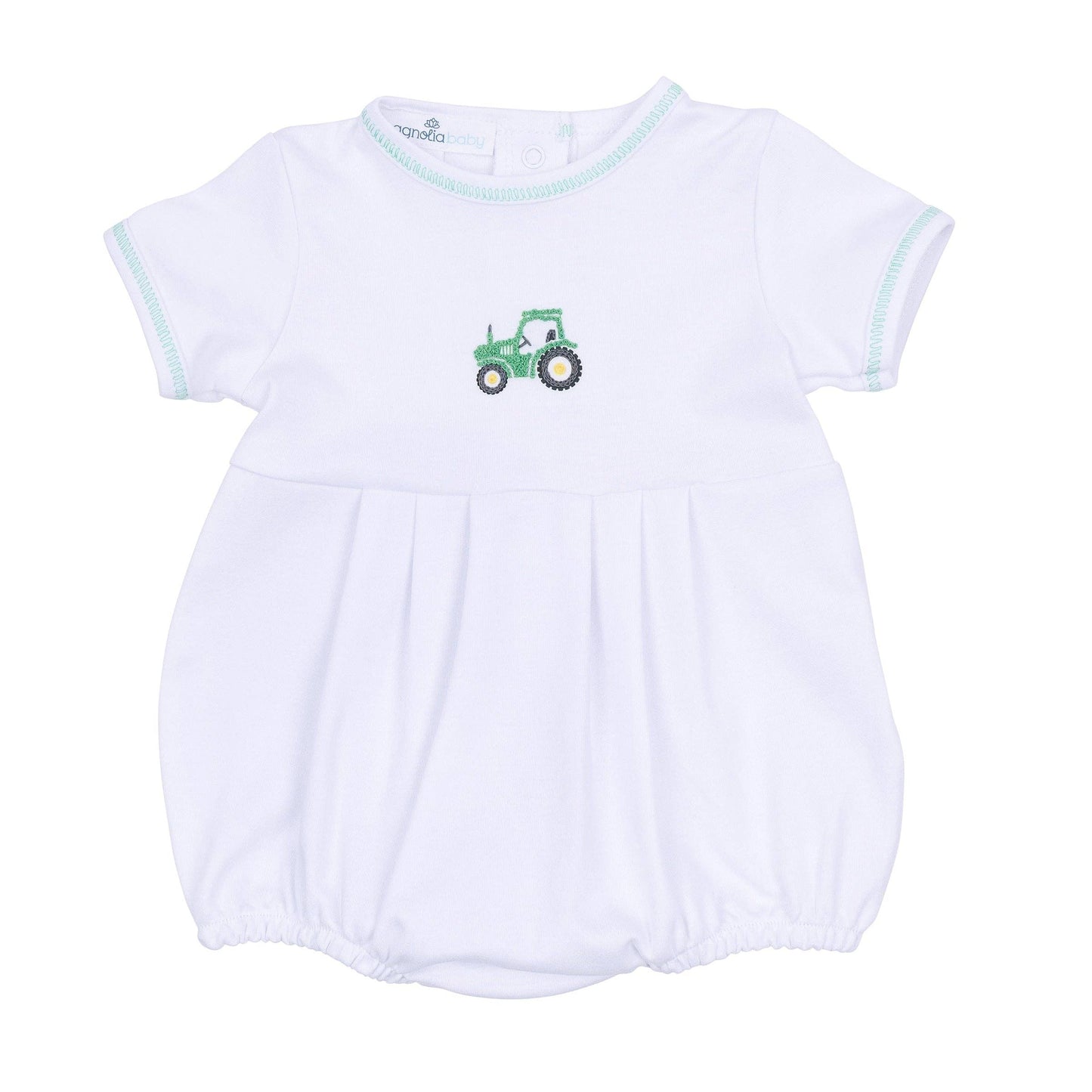 Lil' Green Tractor Embroidered Bubble