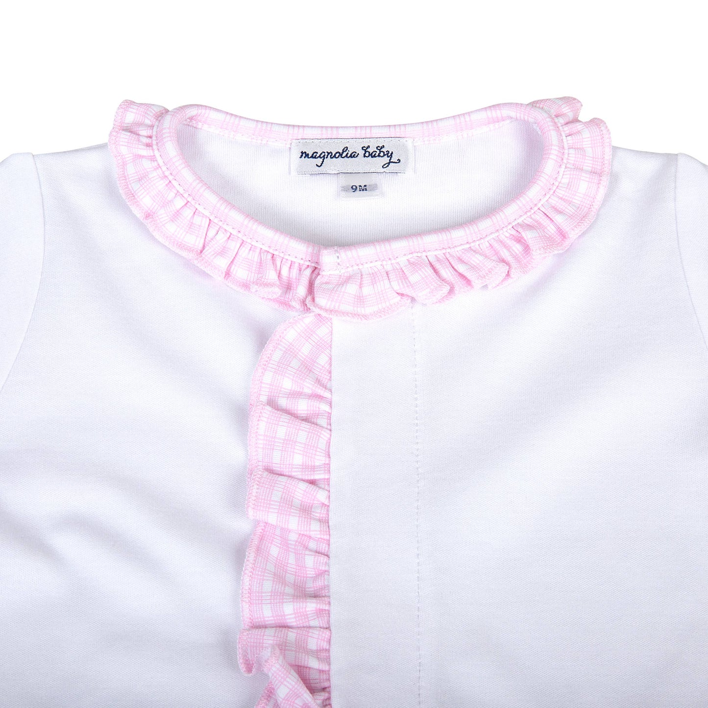 New Beginnings Pink Ruffle Front Footie