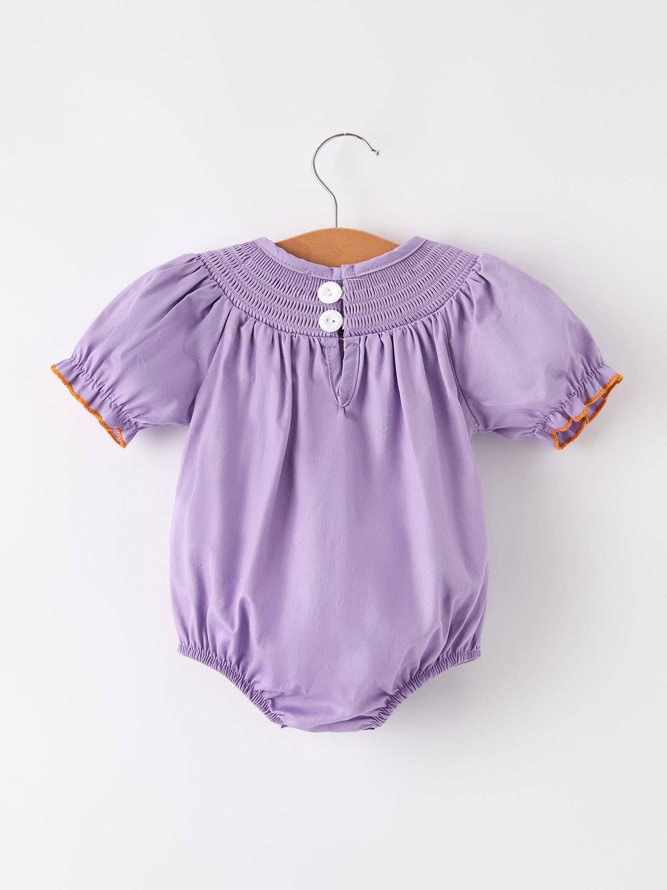 Purple Halloween Smock Embroidery Baby Girl Romper