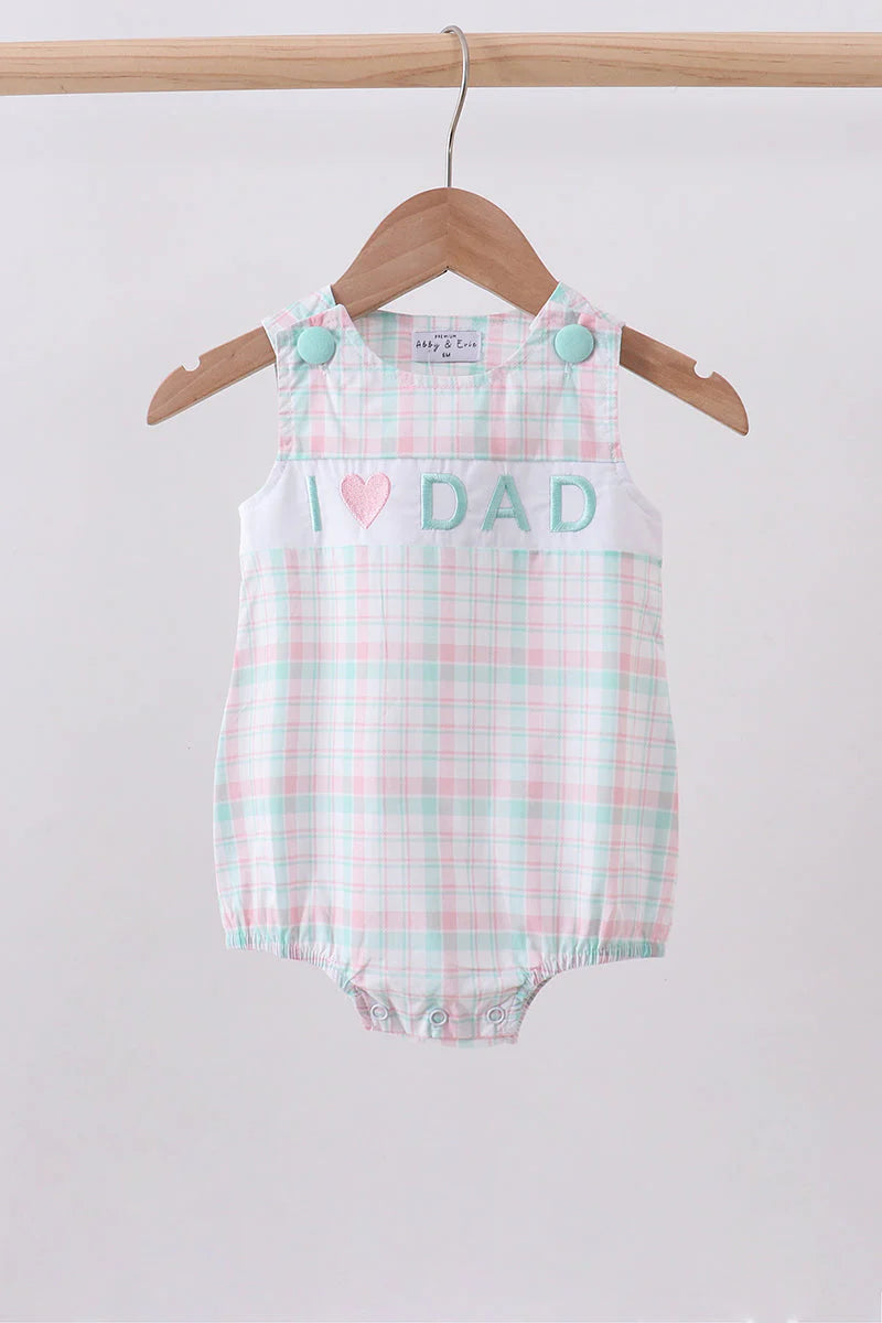 I love dad embroidery plaid bubble baby boy