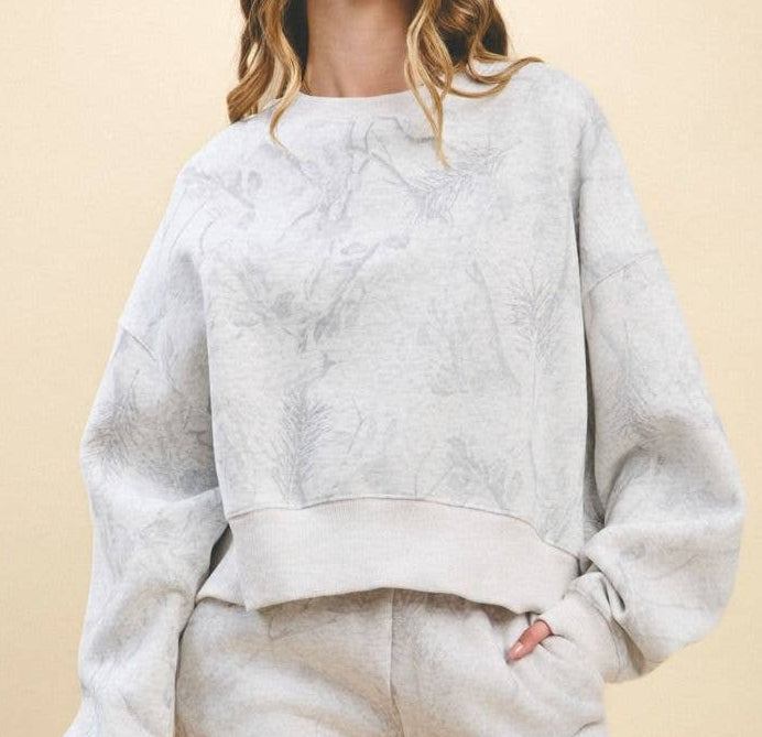 Camouflage Print Dropped Shoulders Sweatshirt