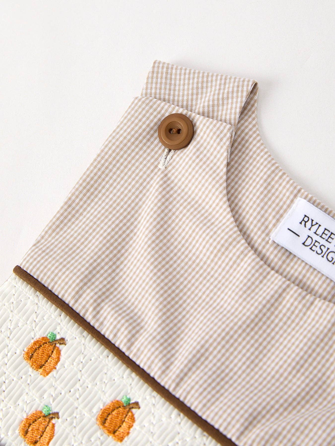 Halloween & Thanksgiving Pumpkin Smock Embroidered Boys Romper