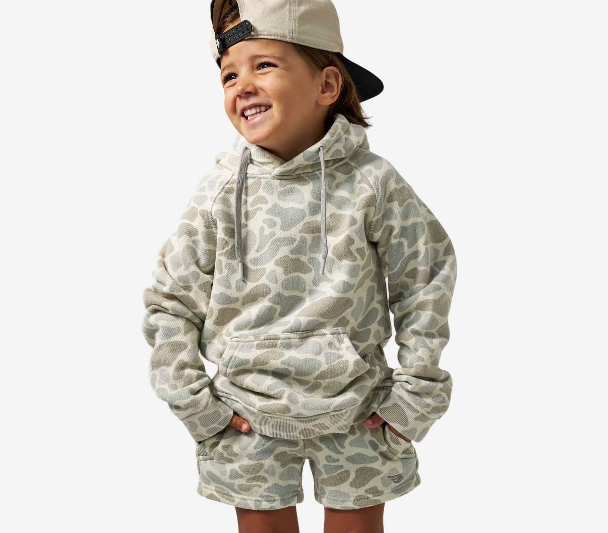 Burlebo youth vintage washed fleece hoodie - classic deer camo
