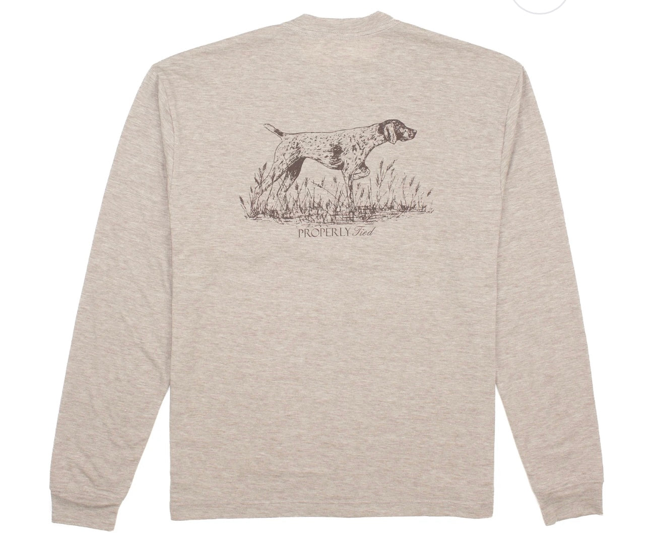 Properly tied Portland Pocket Tee LS Pointer Sand