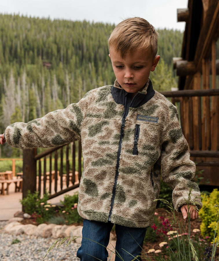 Burlebo youth Sherpa full zip alpine camo