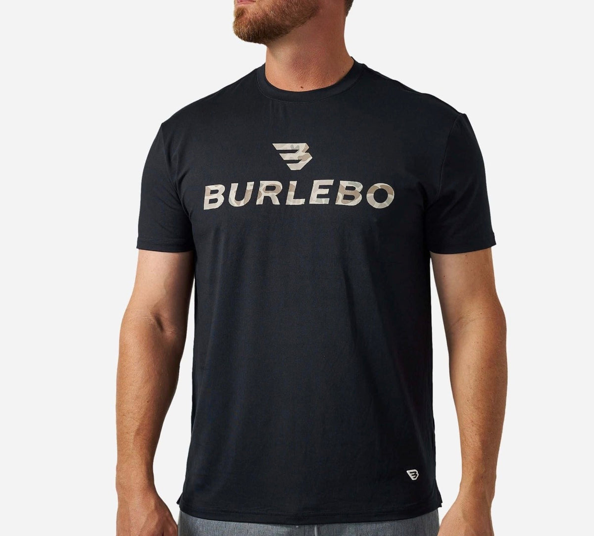 Burlebo go to tee - flying b logo - black and classic deer camo