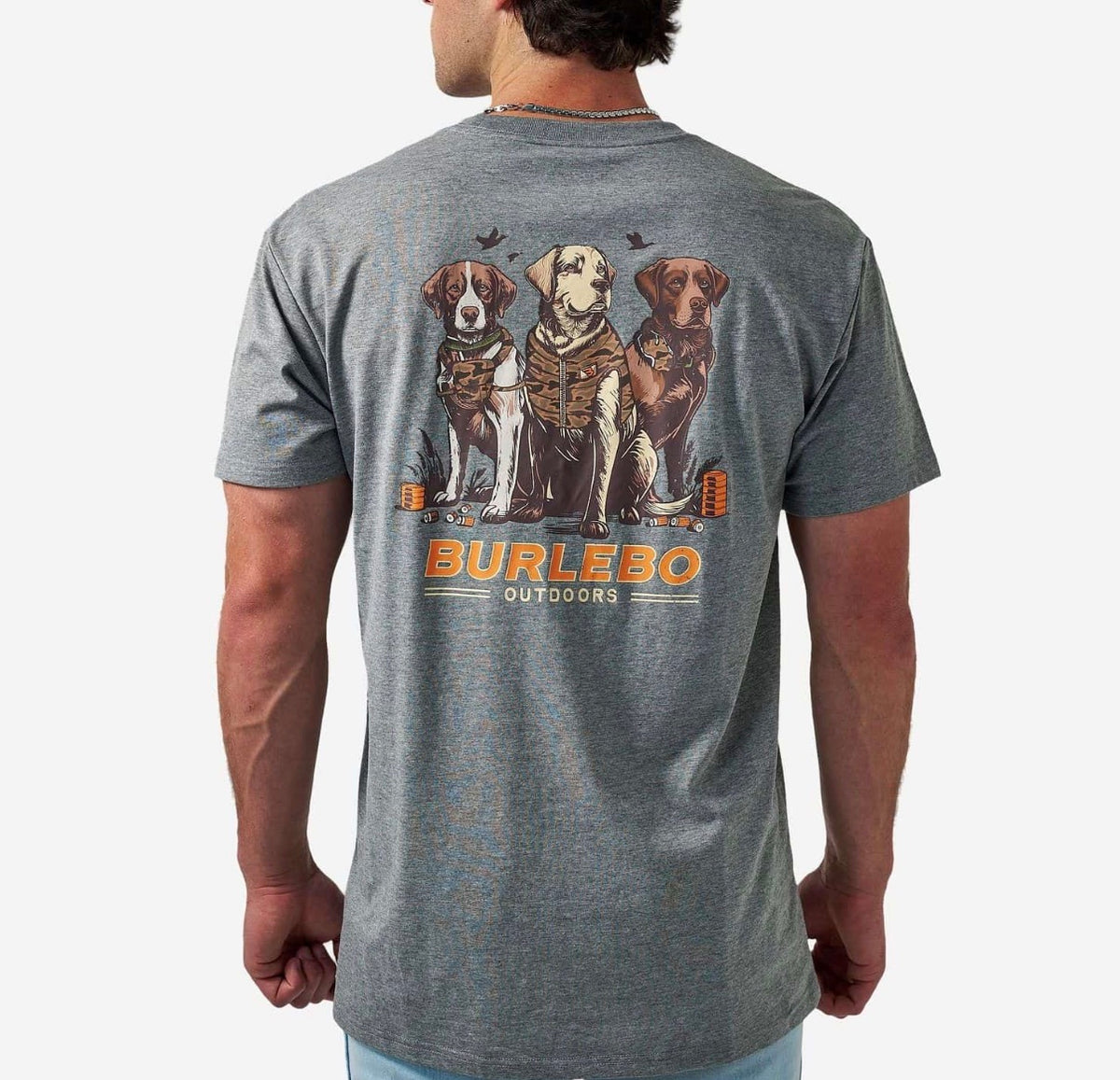 Burlebo ss tee - camo duck dogs - dark heather grey