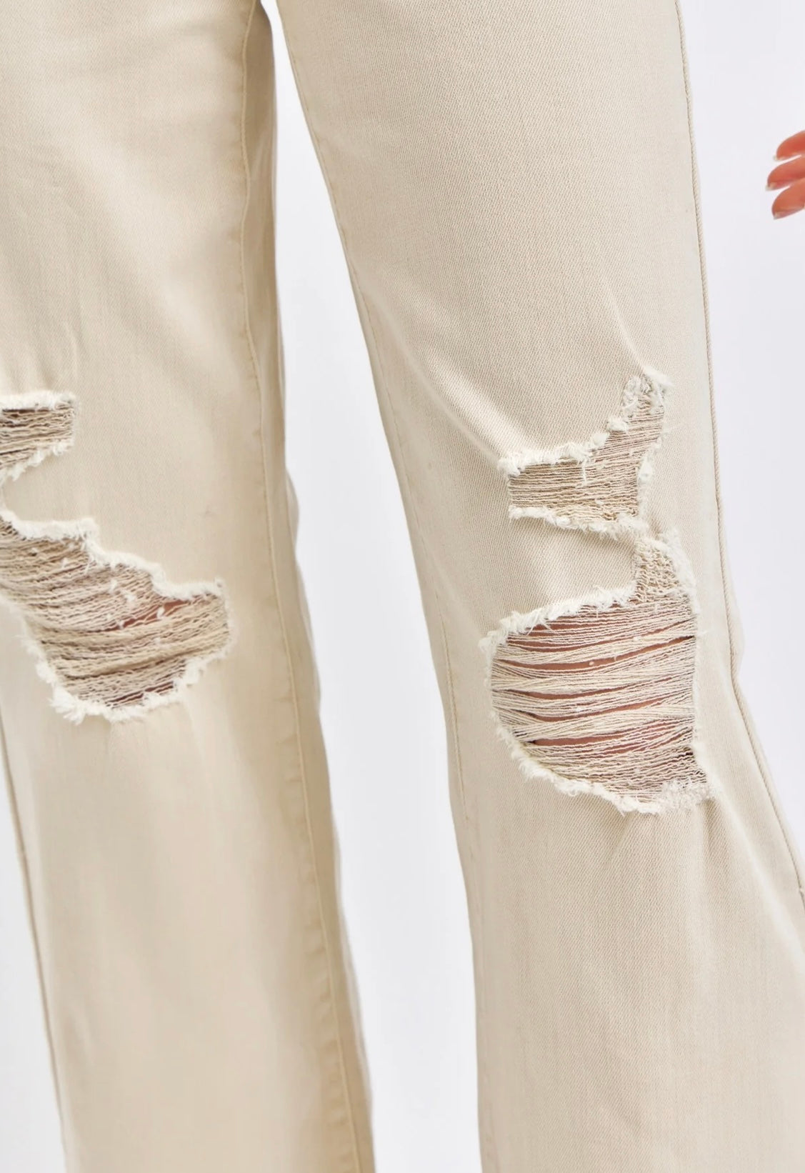 JUDY BLUE HIGH WAISTED GARMENT DYED DESTROY 90'S STRAIGHT IN BONE jeans