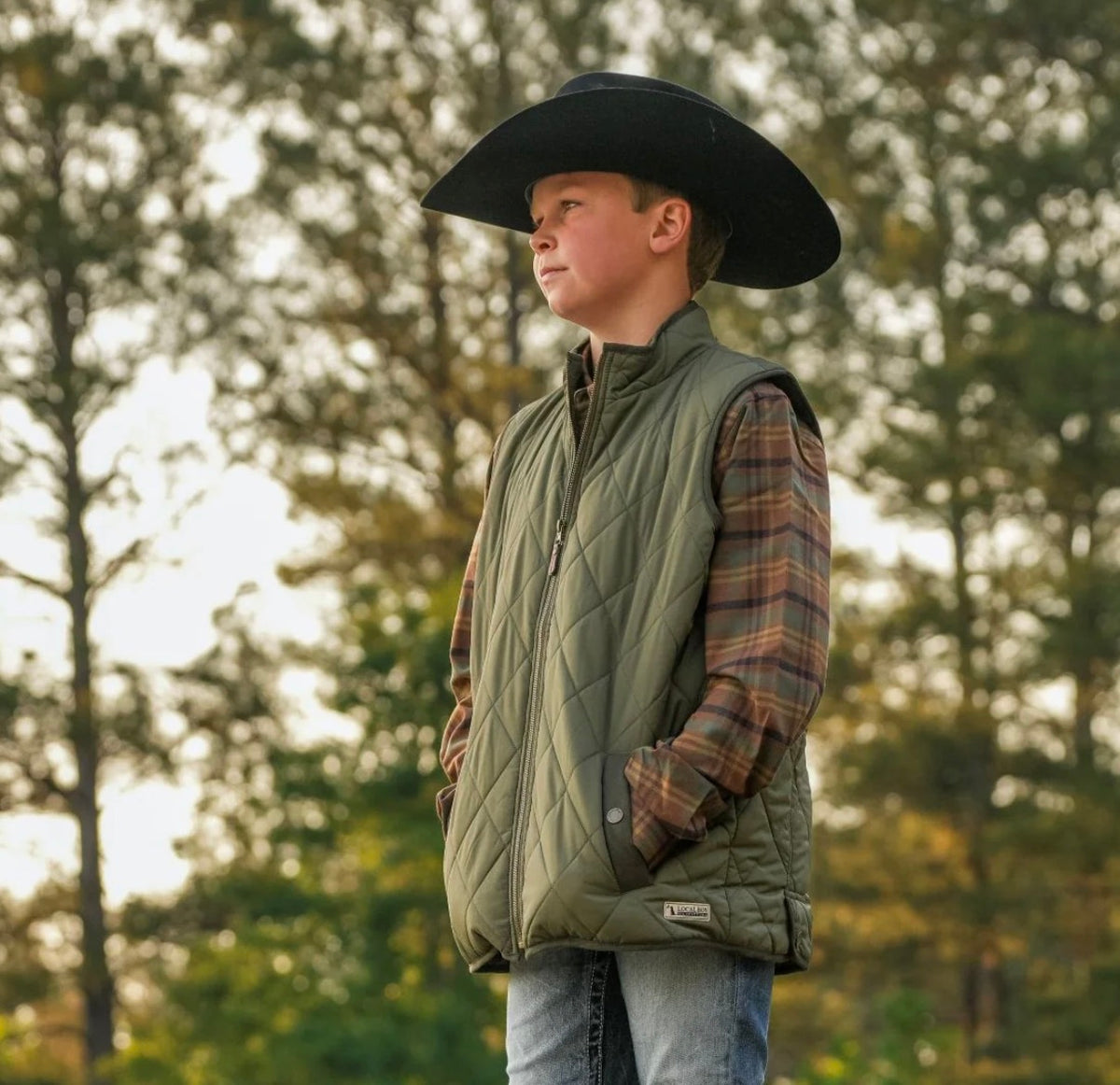 Local boy Youth Diamond Quilted Vest - cedar