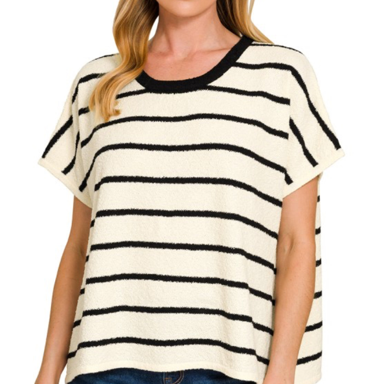 Oversized striped sweater top black