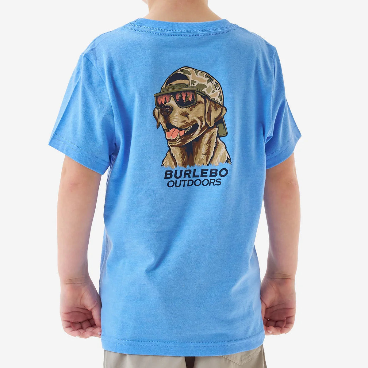 Burlebo Youth Short Sleeve Tee - Mallard Camo Dog - Periwinkle Blue