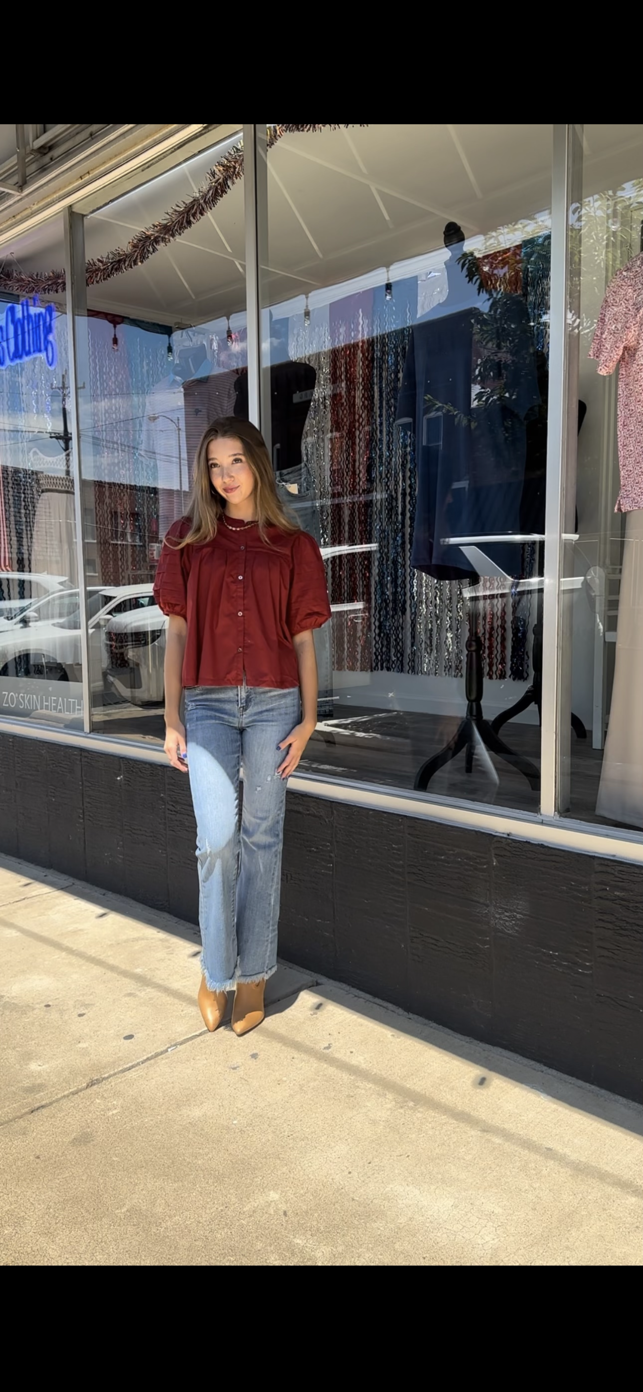 Entro brick pleated top