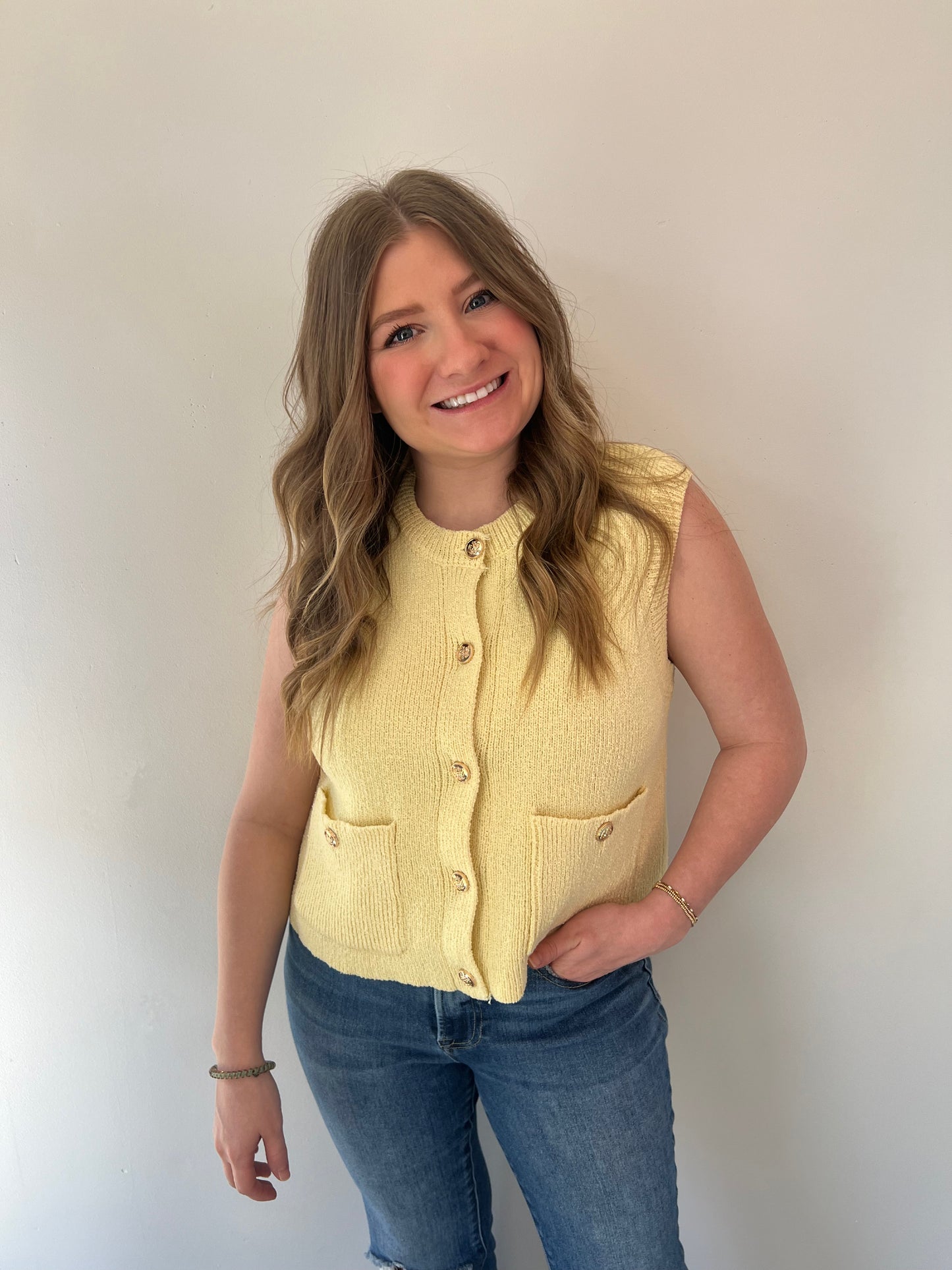 Butter gold button cardigan