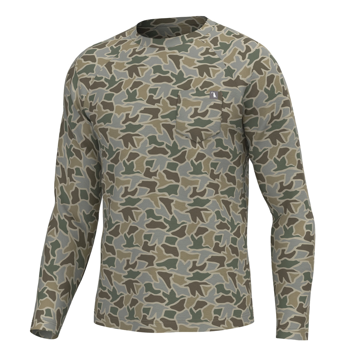 Local boy youth Long Sleeve Heather Blend Crew - sand duck camo