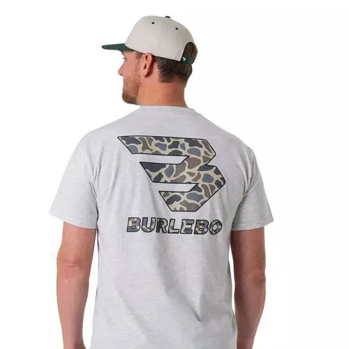 Burlebo Tee - Flying B Logo - Heather Ash Grey