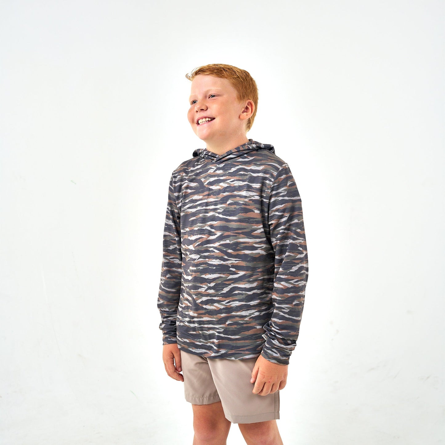Burlebo Youth Performance Hoodie - Tiger Stripe Camo - Wetland