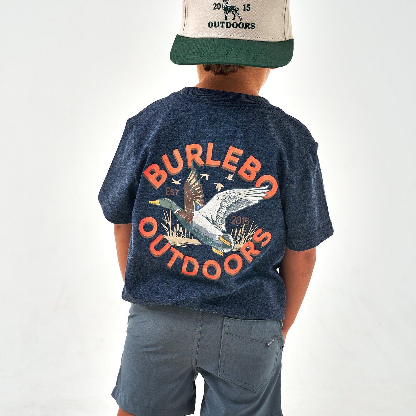 Burlebo Youth Tee - Old School Duck Hunt - SS - Heather Navy