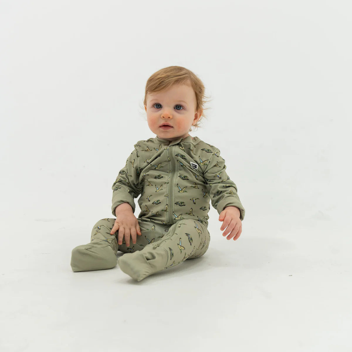 Burlebo Baby Zip Up - Flying Ducks Green