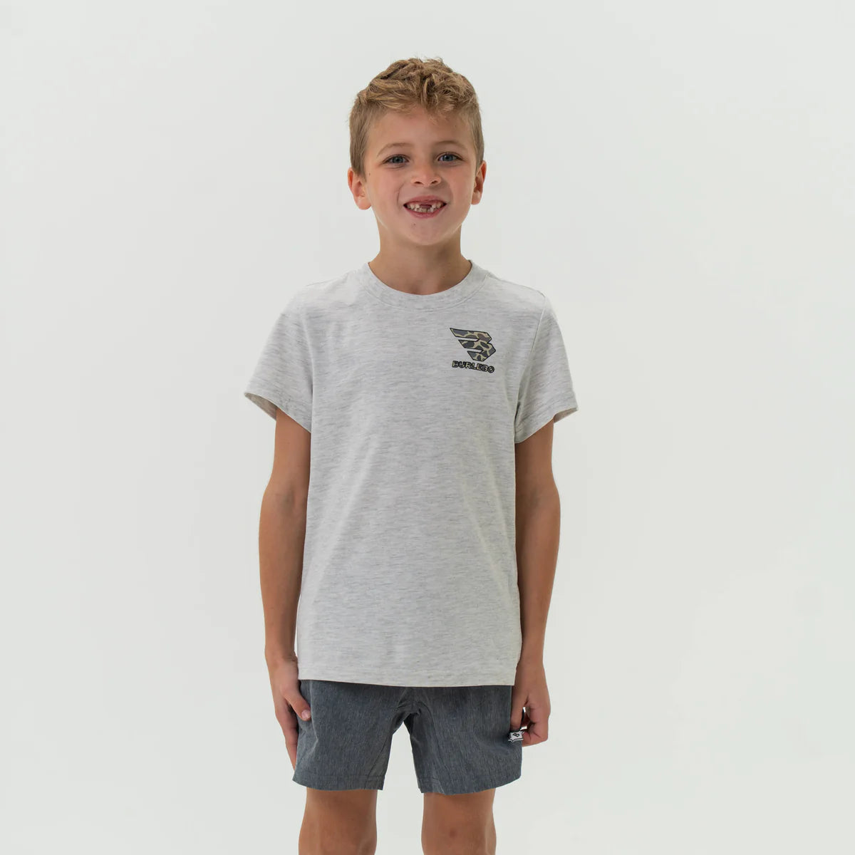 Burlebo Youth Tee - Flying B Logo - Heather Ash Grey