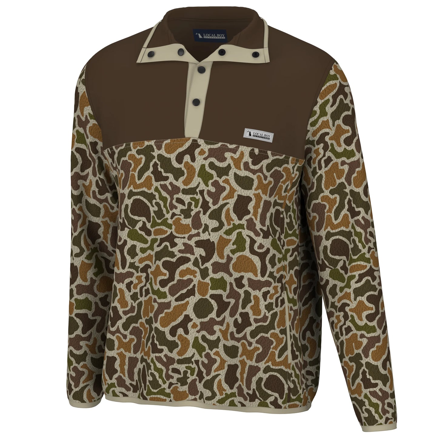 Youth camo local boy Quarter Snap Pullover