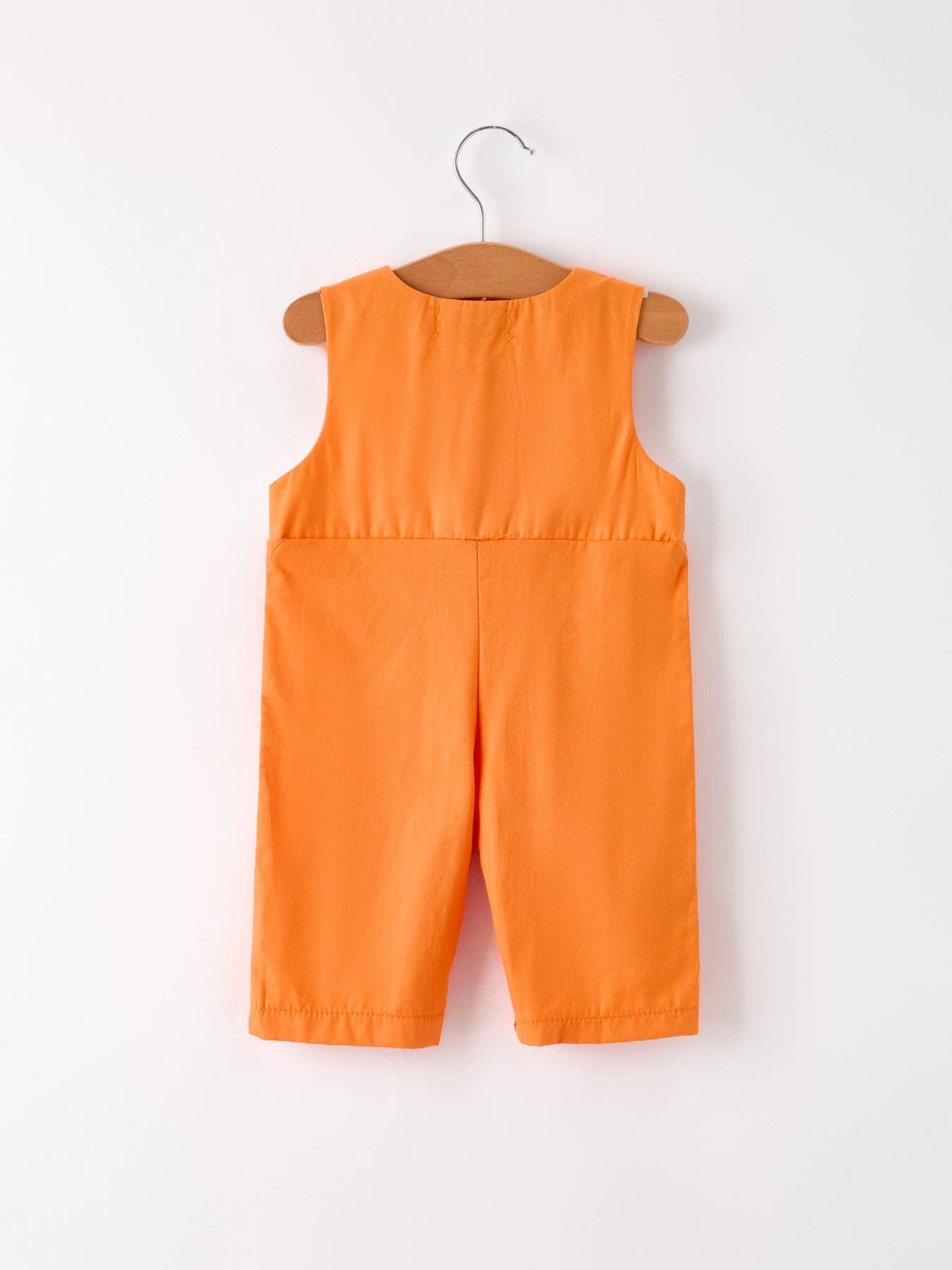 Fall Thanksgiving&Halloween Orange Pumpkin Smock Embroidery Baby Boy Romper