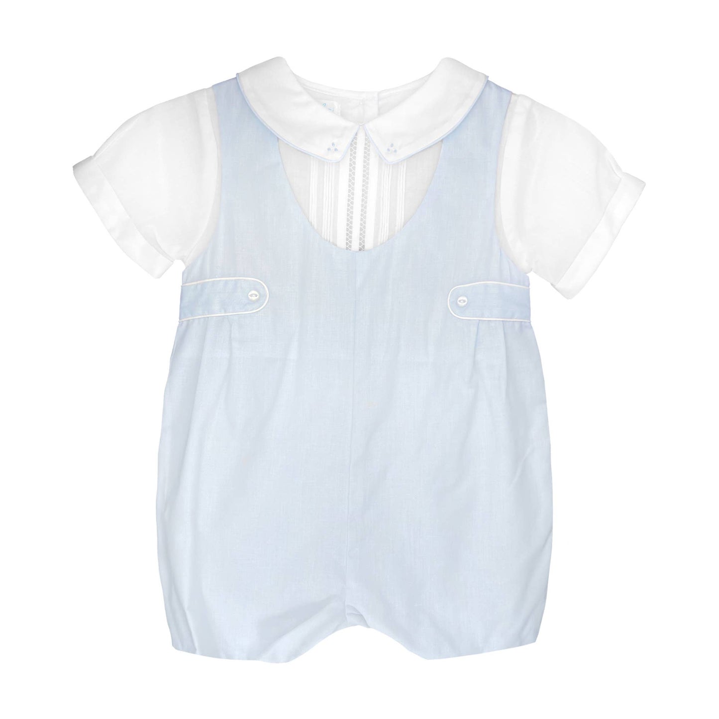 Baby boy Shortall with Pintucks and Side Tabs: Blue