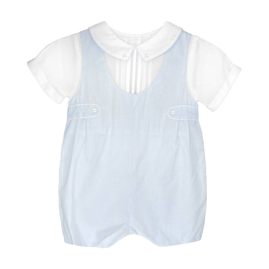 Baby boy Shortall with Pintucks and Side Tabs: Blue