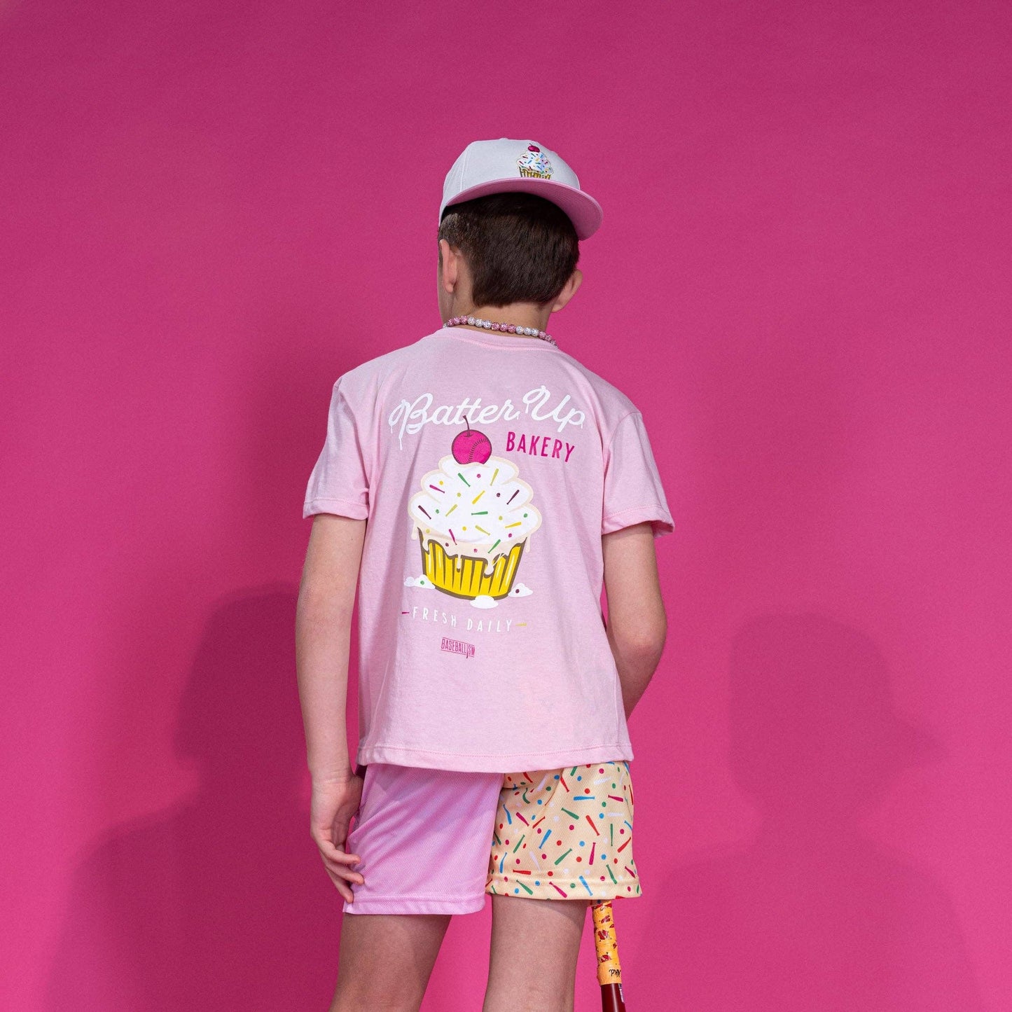 Batter Up Bakery Confetti Cupcake Youth T-Shirt: Youth Large