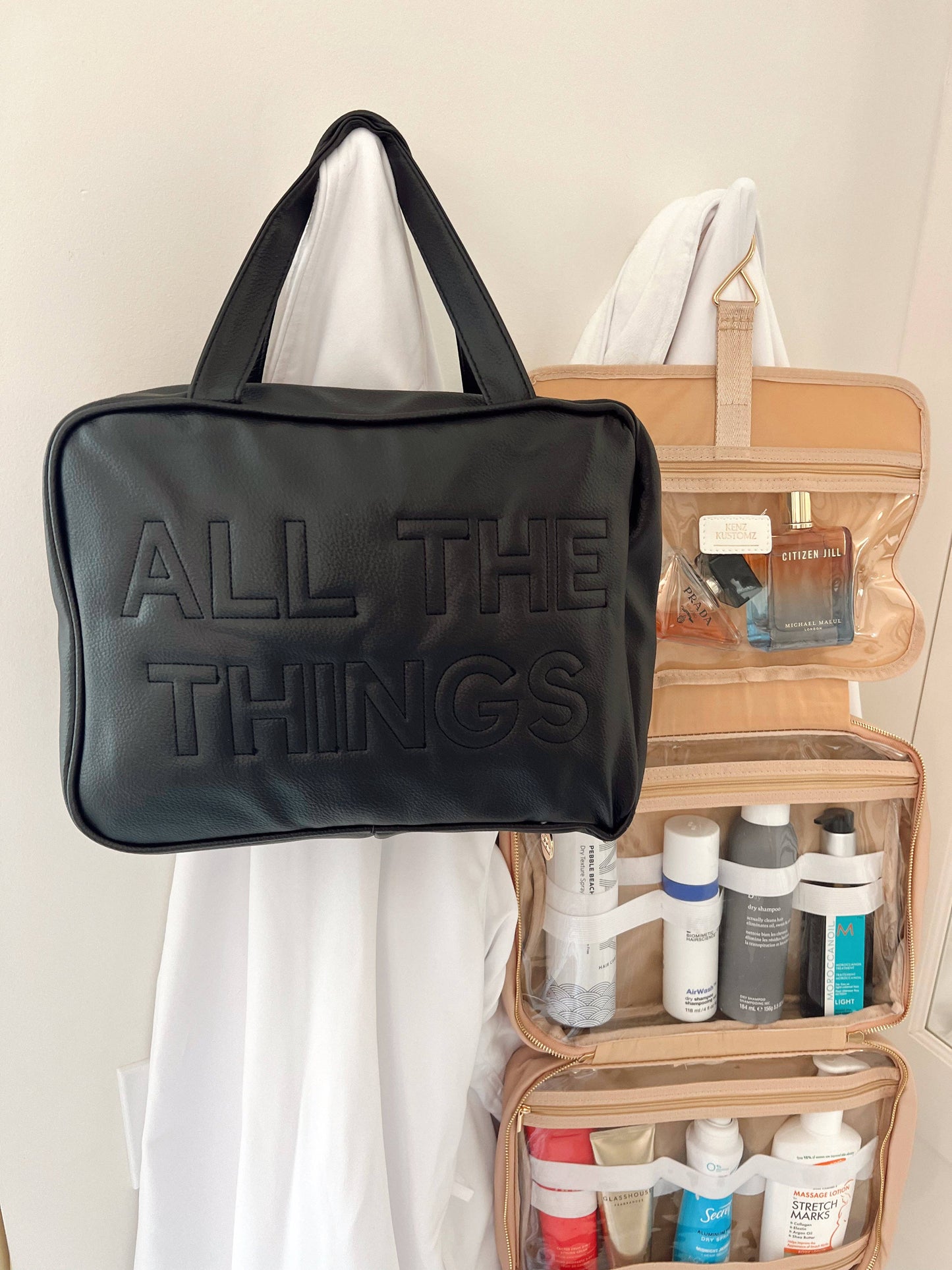 All The Things - Leather Hanging Bag: Black Leather