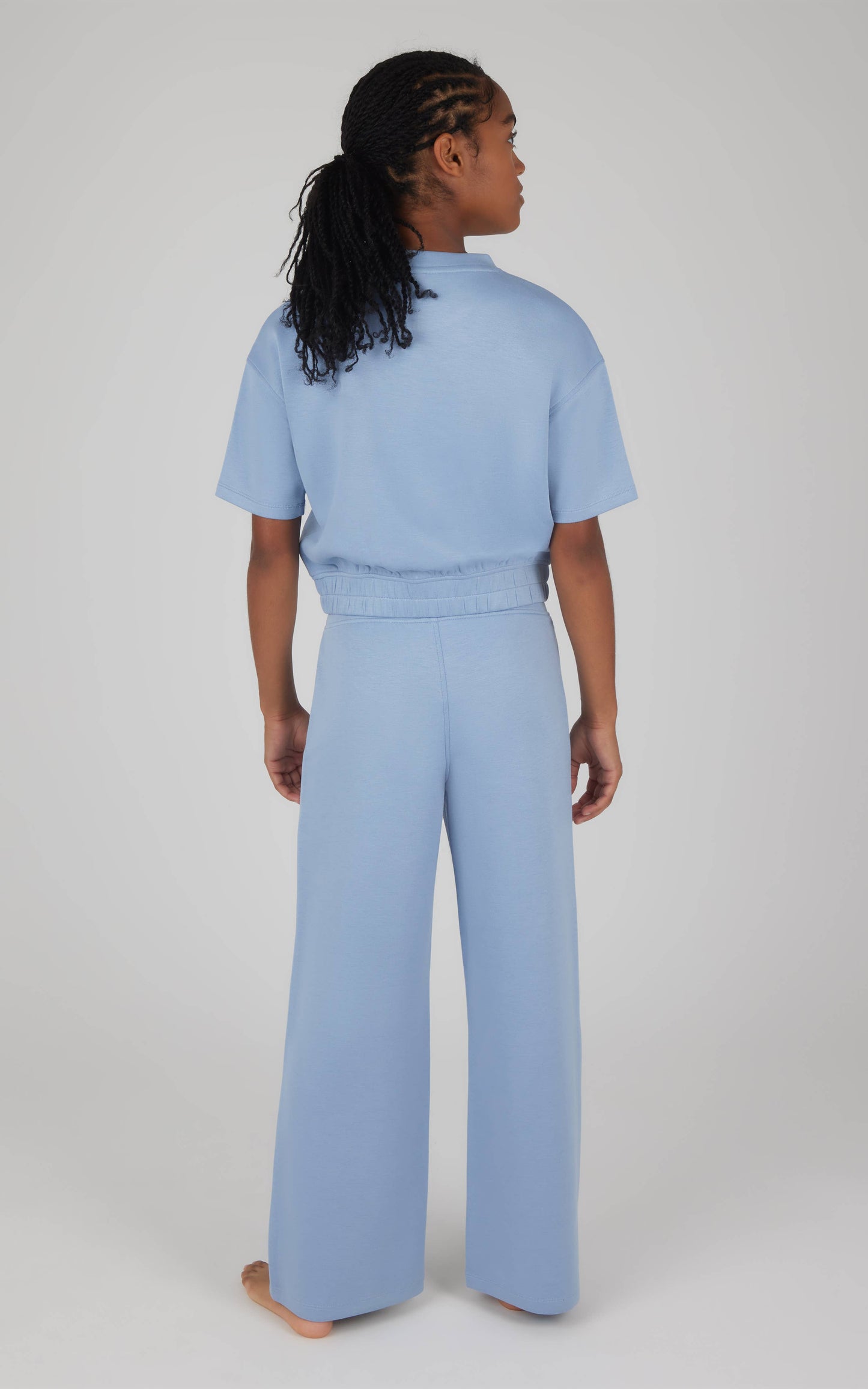 Girls Crew Neck Scuba Top and Pant - 2 PC SET: FOREVER BLUE