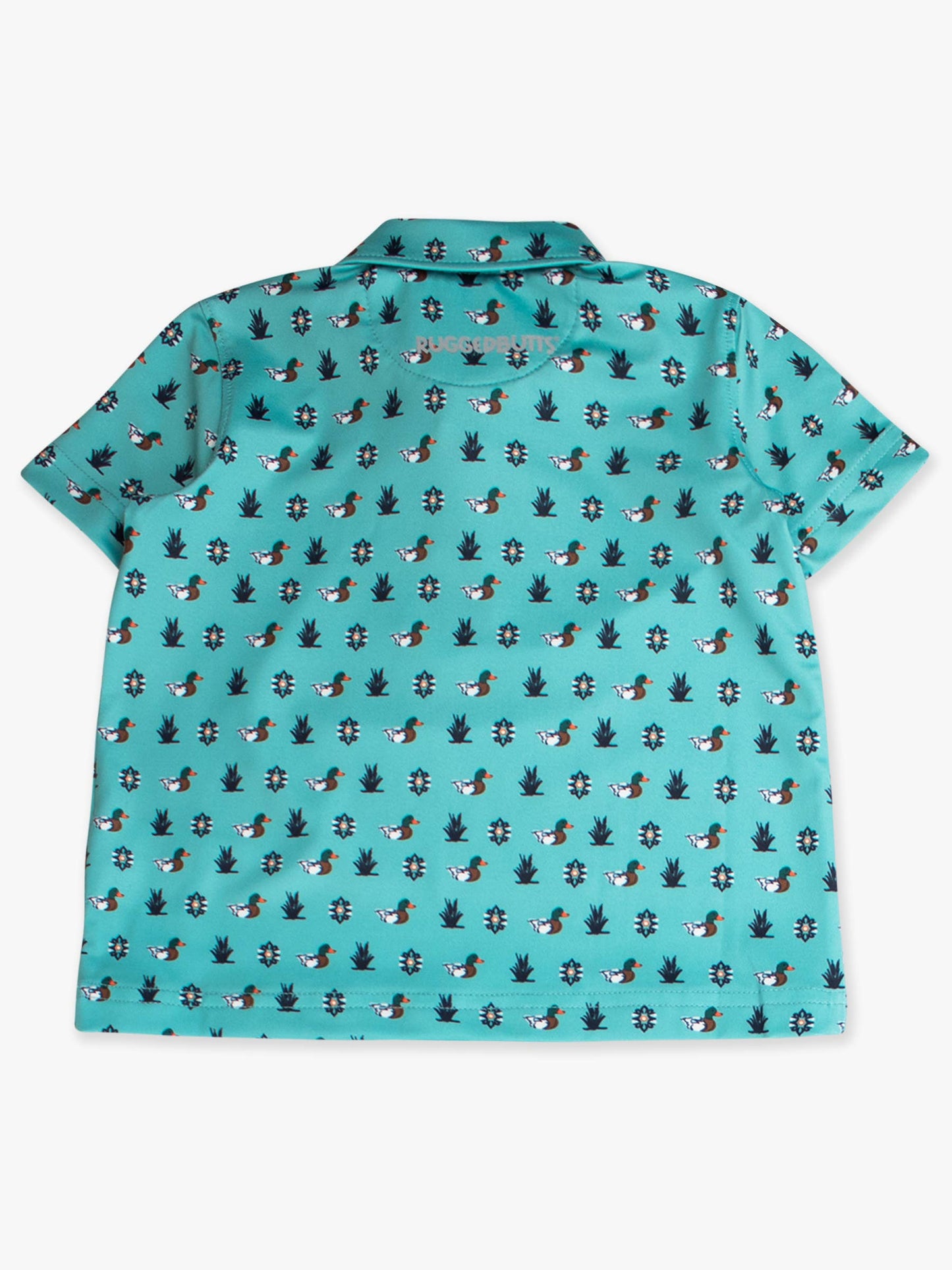 Boys Dapper Ducks Knit Short Sleeve Performance Polo: Blue