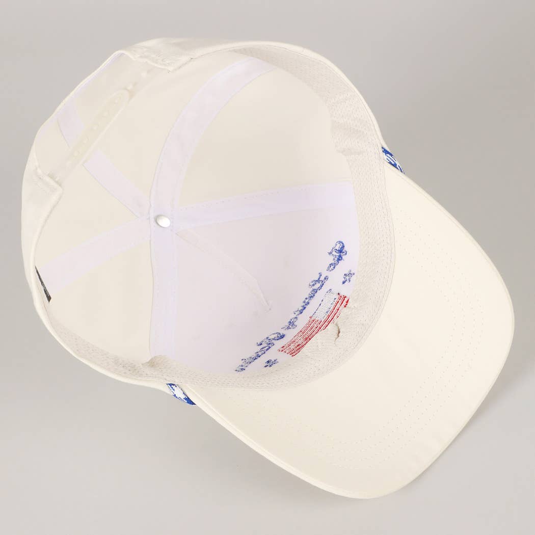 The Land of Freedom Flag Embroidered Trucker Hat: ROYAL BLUE / ONE SIZE