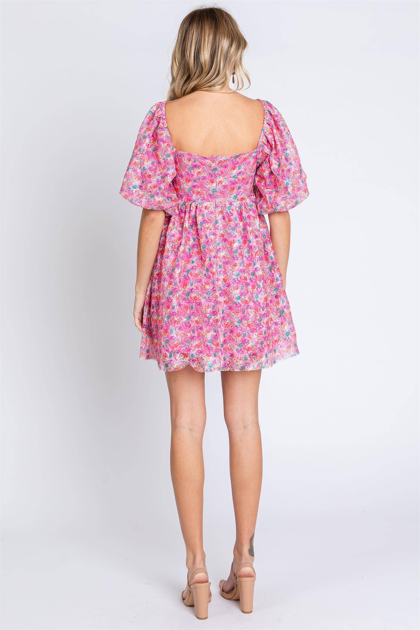 Sequin Floral Babydoll Dress