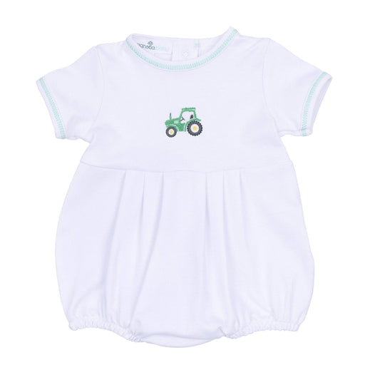 Lil' Green Tractor Embroidered Bubble