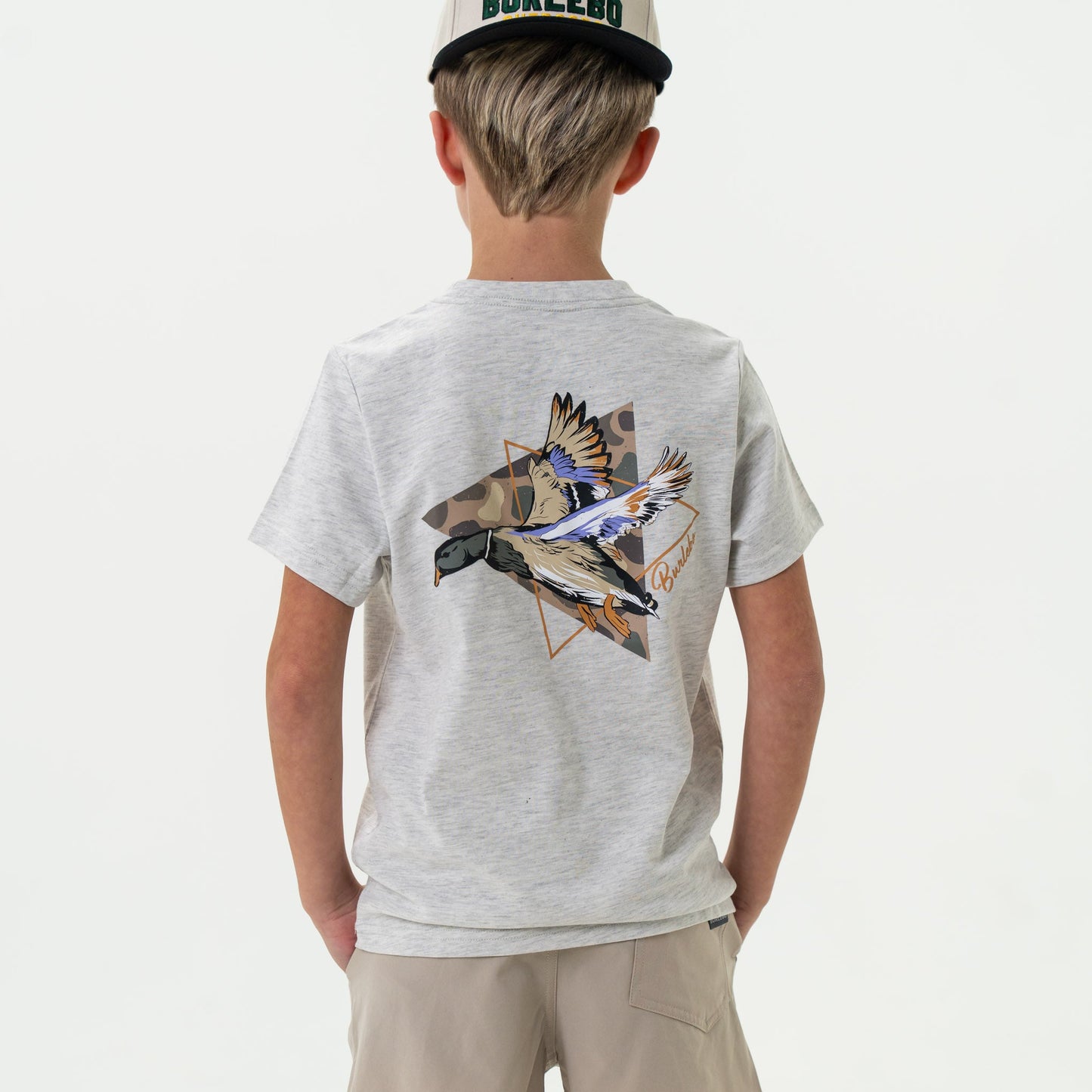 Burlebo Youth Tee - Pintail Triangle Duck - Heather Ash Grey
