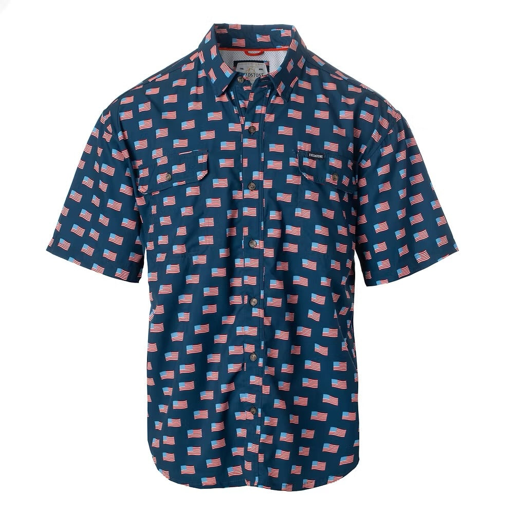 Youth American Flag Button Down- FIELDSTONE