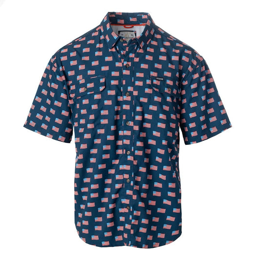 Youth American Flag Button Down- FIELDSTONE