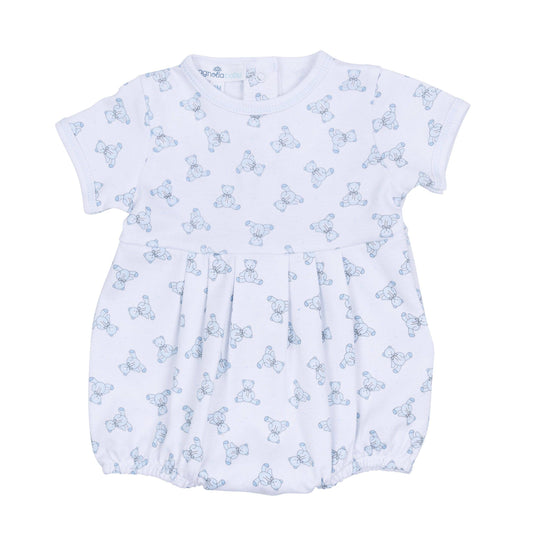 Baby's Teddy Short Sleeve Bubble - Light Blue