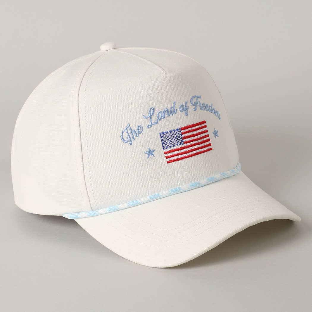 The Land of Freedom Flag Embroidered Trucker Hat: ROYAL BLUE / ONE SIZE