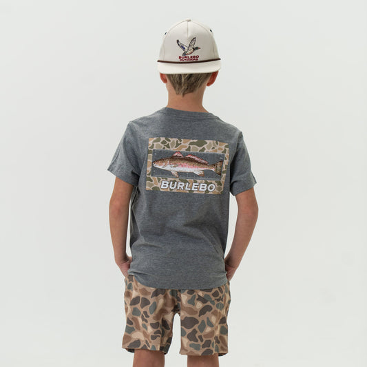 Burlebo Youth Tee - Keeper Redfish - Dark Heather Grey
