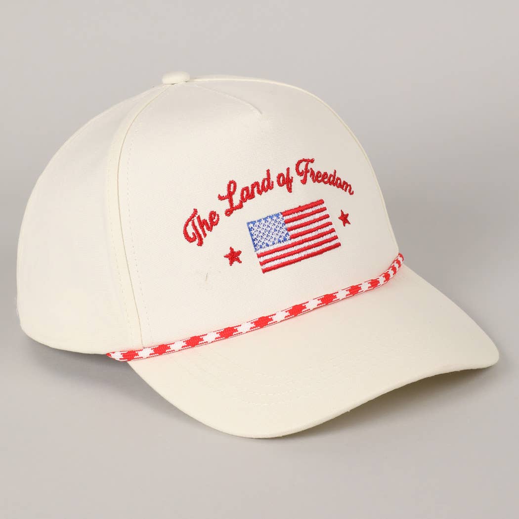 The Land of Freedom Flag Embroidered Trucker Hat: ROYAL BLUE / ONE SIZE