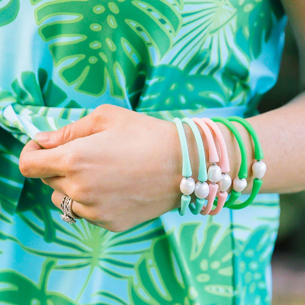 Canvas Style Bali Freshwater Pearl Silicone Bracelet: Pink