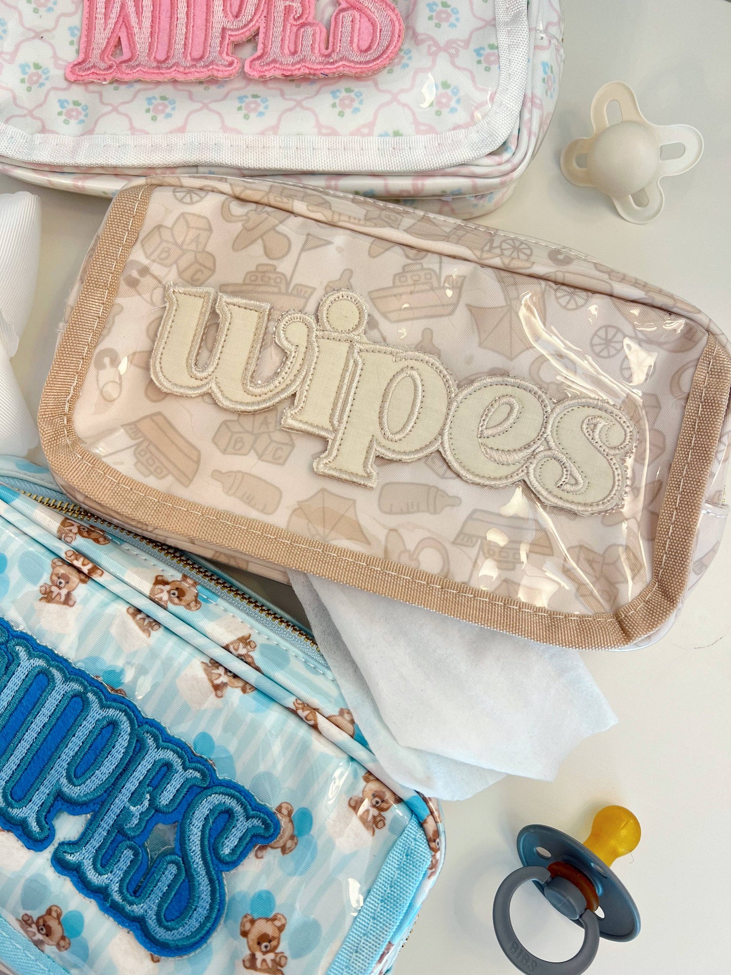 Wipes Pouch - Clear Coat Bag: Tan