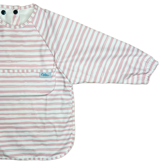 The Grayson Long Sleeve Bib - Brush Stripes: Petal Pink