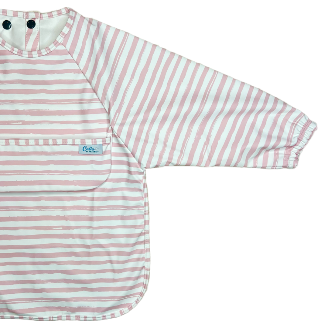 The Grayson Long Sleeve Bib - Brush Stripes: Powder Blue