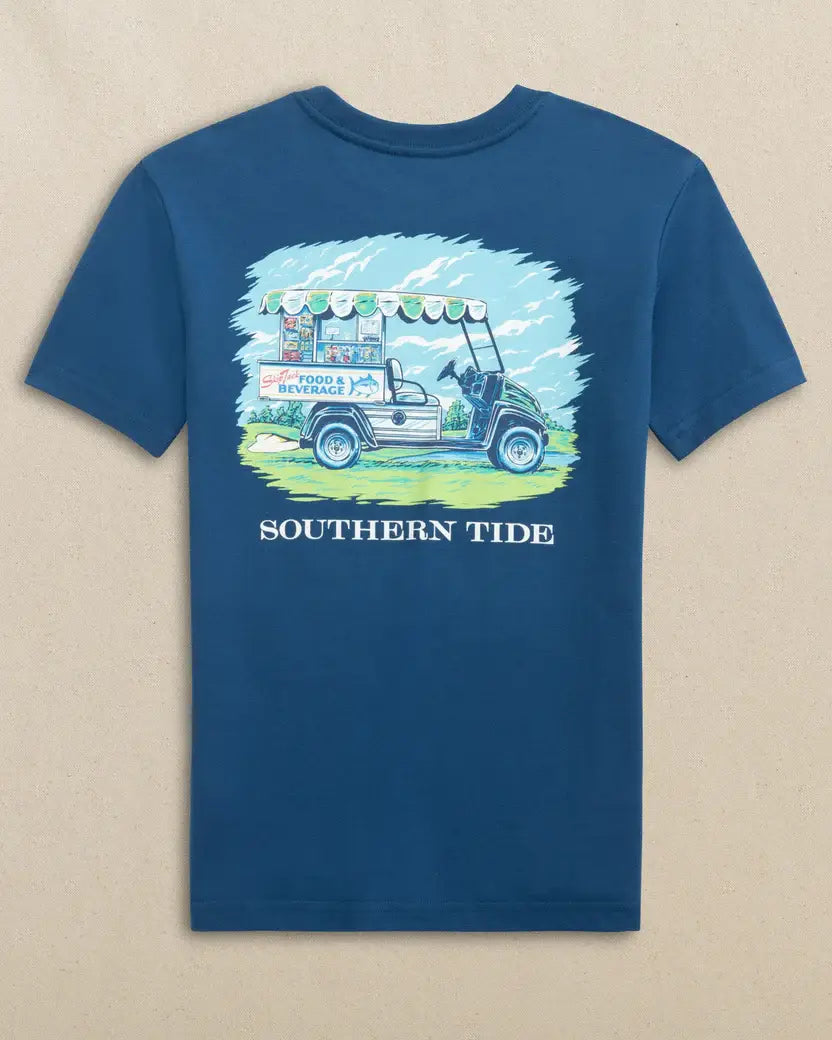 Youth southern tide Skipjack Food and Beverage Cart Tee: Nautical Blue